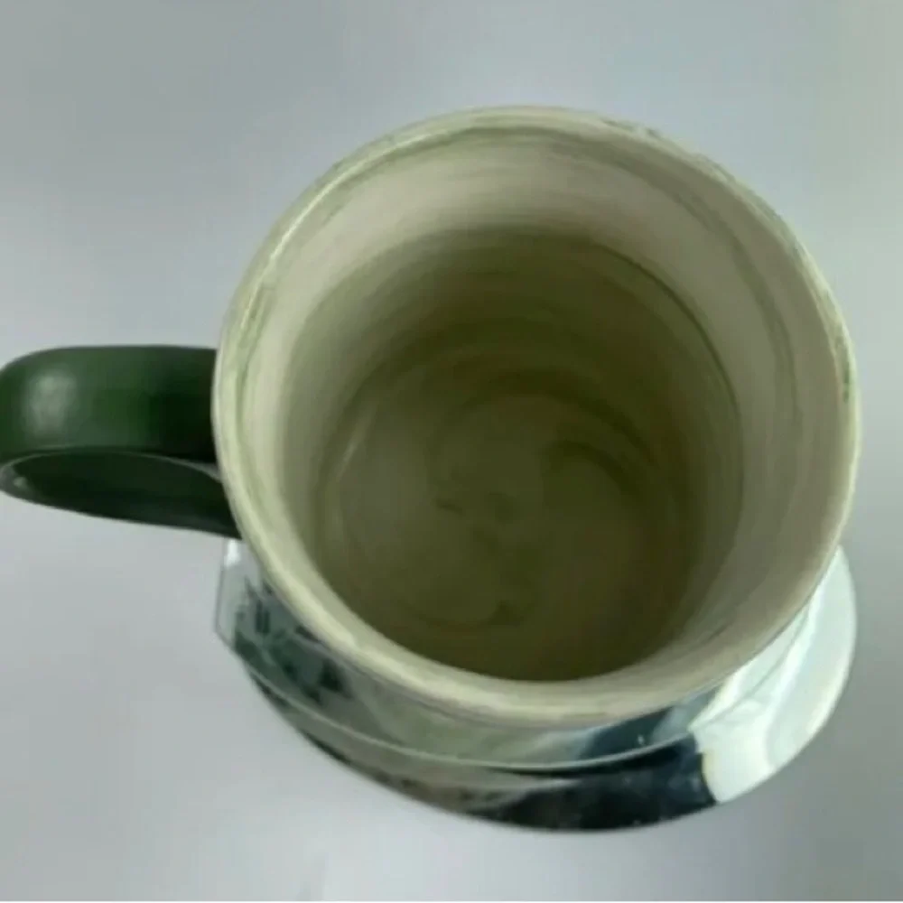 Vintage Jamaica Souvenir Coffee Mug YEAH MON Marble Design Green Handle